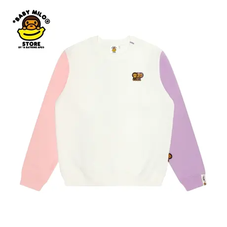 BABY MILO STORE秋冬三色拼接卡通小猴印花厚款圆领卫衣3019XXJ图片