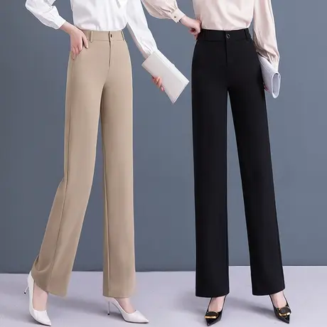 窄版阔腿裤女夏天2023年新款高腰宽松垂感直筒裤时尚休闲气质长裤图片