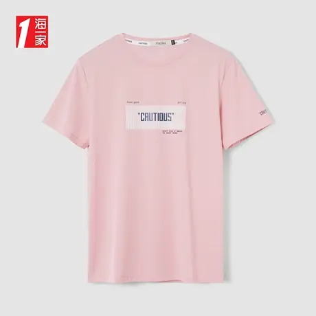 海一家青春休闲短T新款时尚印花舒适圆领简约短袖T恤男商品大图