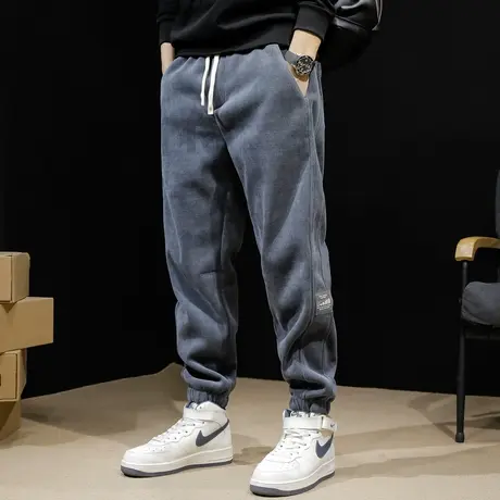 雪尼尔加绒休闲裤男秋冬款宽松卫裤束脚男士男款运动裤子男裤冬季图片