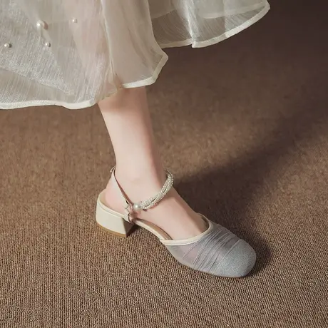 法式玛丽珍女鞋小香风配裙子旗袍晚风温柔春季粗跟单鞋女2023新款图片