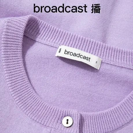 播开衫外套女短款针织衫2023秋季新款上衣圆领单排扣羊毛紫色毛衣商品大图