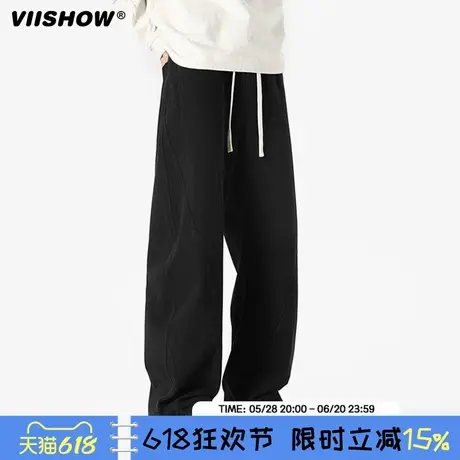 VIISHOW美式复古直筒阔腿牛仔裤男秋季潮牌高街水洗百搭休闲长裤商品大图