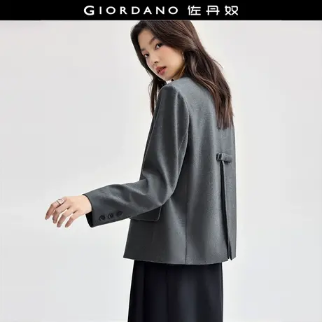 佐丹奴外套女装后幅蝴蝶结开叉翻领梭织西装毛呢外套 18374804图片
