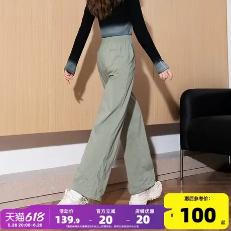 唐狮25春夏季新款休闲裤女宽松薄款直筒裤分割校服裤束脚运动长裤商品大图