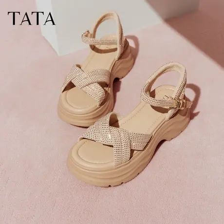 【K姐推荐】TATA他她休闲厚底凉鞋女鞋法式气质时装凉鞋商品大图
