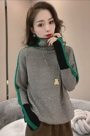 条纹高领毛衣女2023新款欧洲站显瘦小个子内搭长袖打底衫上衣秋冬图片