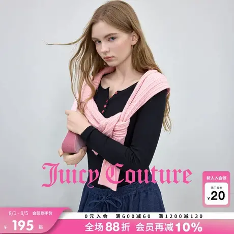 Juicy Couture橘滋T恤女2025年秋季新款休闲亨利领夏季长袖上衣商品大图