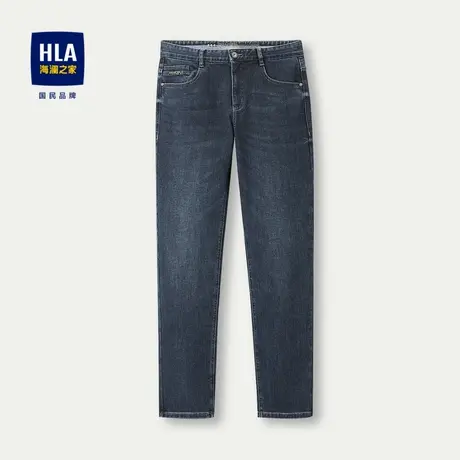 HLA/海澜之家经典五袋款牛仔裤23秋新高弹力中高腰直脚时尚长裤男商品大图