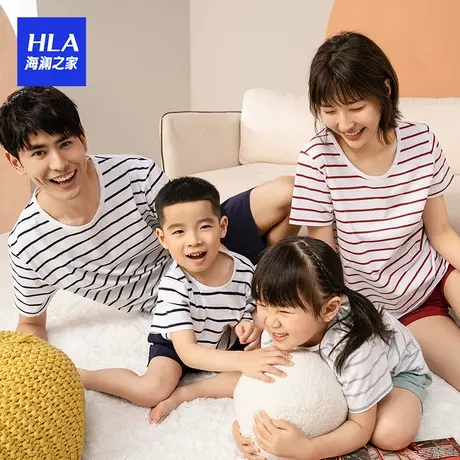 HLA/海澜之家亲子睡衣春夏短袖短裤儿童薄款家居服套装商品大图