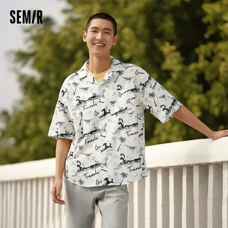 森马短袖衬衫男2024夏季新款度假沙滩风夏装经典翻领时髦洋气上XY商品大图