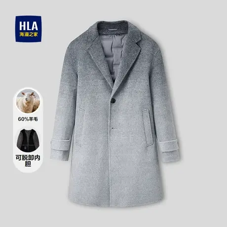 HLA/海澜之家含羊毛大衣25秋冬新款大气西装领鹅绒内胆保暖外套男商品大图