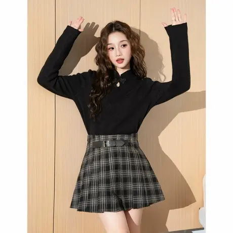 唐狮新款冬季新中式领加绒白色内搭打底衫女今年流行爆款上衣TE图片