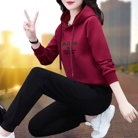 恋上17号时尚洋气运动服套装女春秋2023年新款中年妈妈减龄卫衣休商品大图