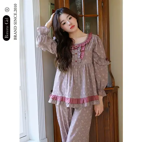 Bananagirl睡衣女士春秋新款甜美公主风长袖大码女士两件套家居服商品大图