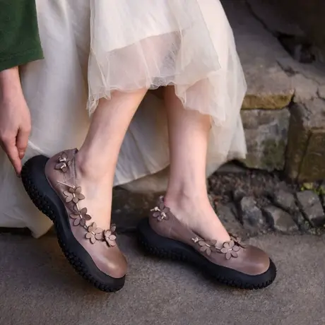 Artmu阿木原创小众复古森女花朵单鞋松糕鞋女厚底真皮2023新款商品大图