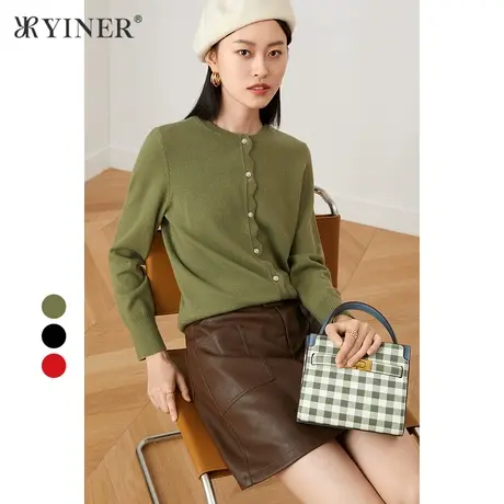 *YINER音儿奥莱女装秋季通勤纯色毛针织衫商品大图