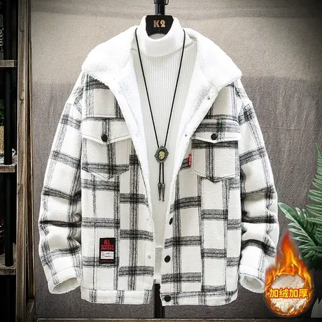 2023年秋冬季新款男士外套韩版潮流羊羔毛绒冬装加绒加厚机能夹克商品大图