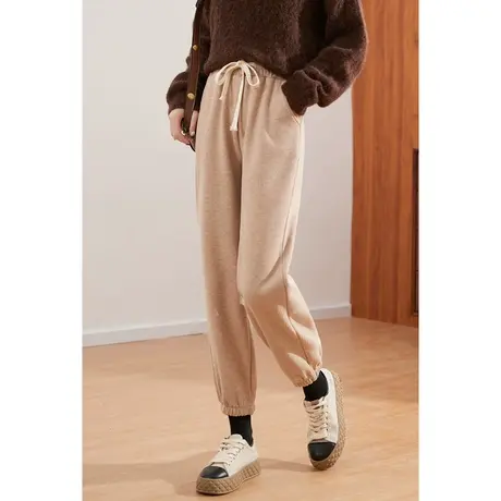 时尚气质百搭休闲长裤2022年冬季新款淑女温柔宽松显瘦高腰束脚裤商品大图