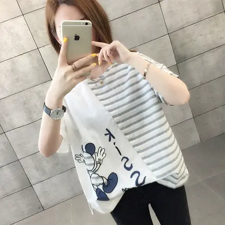 女装2024年新款春季春装纯棉短袖T恤宽松上衣服设计感打底衫爆款商品大图