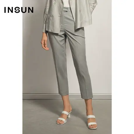 INSUN恩裳夏季小脚直筒九分西装裤图片