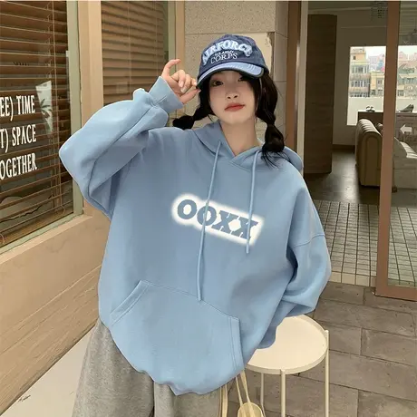 连帽卫衣女多巴胺秋冬穿搭韩版宽松慵懒风长袖2023新款爆款外套潮商品大图