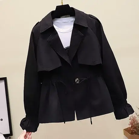 短款风衣女2023早春新款短款外套韩版宽松收腰显瘦小个子流行春装商品大图