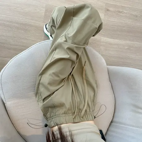 美式工装裤女2023秋季新款高腰宽松直筒休闲松紧腰阔腿束脚运动裤图片