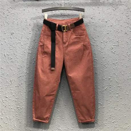 高腰老爹裤女休闲潮春夏新款欧货洋气宽松个性显瘦牛仔哈伦裤垮裤图片