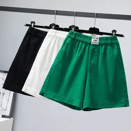 纯棉大码短裤女夏季薄款设计感小众阔腿高腰显瘦休闲运动五分中裤图片