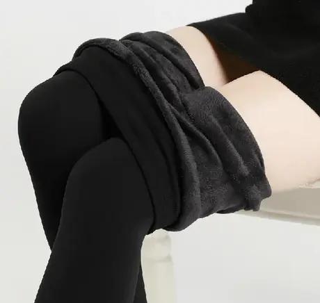 胖mm加绒踩脚打底裤女秋冬外穿一体保暖内穿棉裤袜加厚大码200斤商品大图