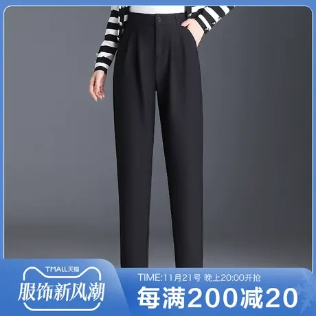 西装裤女春秋简涵2023新款直筒宽松高腰显瘦秋季胖MM休闲烟管裤子图片