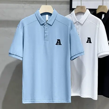 夏季翻领polo衫男短袖T恤男潮牌刺绣时尚潮流体恤衫宽松百搭半袖商品大图