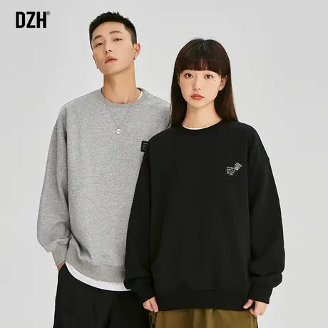 重磅情侣长袖卫衣男圆领秋季潮牌美式上衣宽松情侣装2023新款外套商品大图