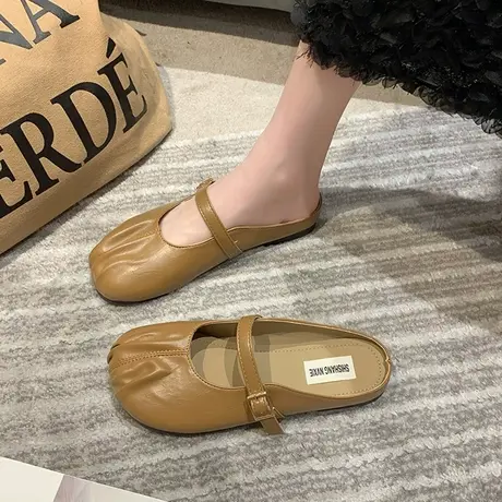 软底包头拖鞋女外穿2023春秋新款平底孕妇一脚蹬懒人半托鞋拖夏款商品大图