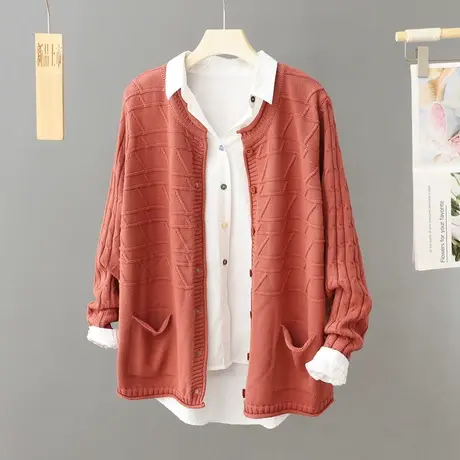 圆领领针织开衫毛衣外套女秋冬2024新款宽松外穿上衣文艺范针织衫图片