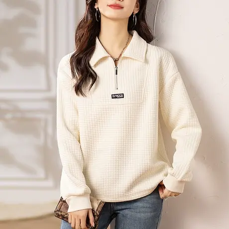 卫衣女春季新款大码女装宽松中年妈妈洋气休闲减龄遮肚子显瘦上衣图片