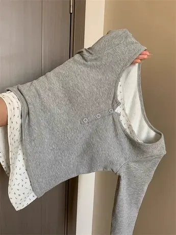 碎花蕾丝加绒假两件内搭打底衫女秋冬紧身长袖t恤带胸垫纯欲上衣商品大图