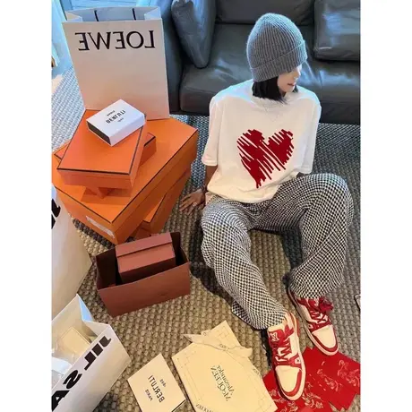 2024新款修身白色纯棉正肩短袖t恤女春秋季爆款打底宽松内搭上衣图片