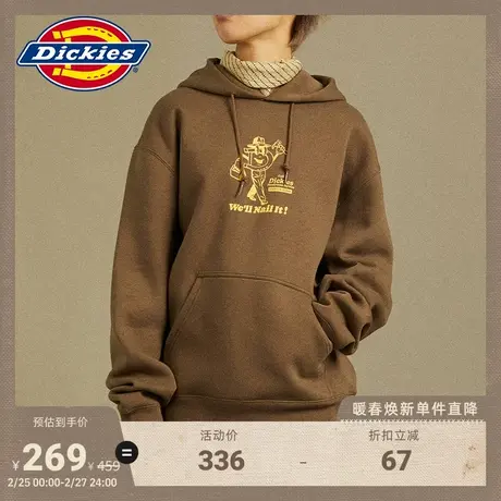 Dickies 秋冬工装男女情侣休闲运动连帽印花加绒美式卫衣宽松图片