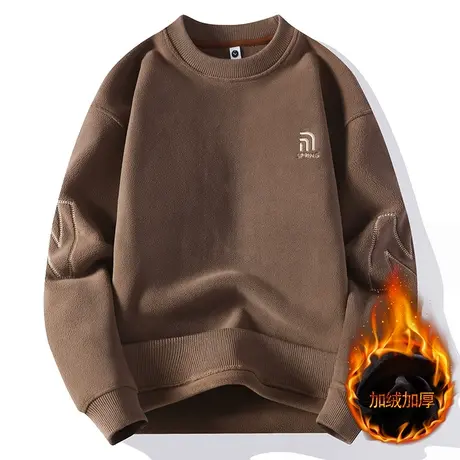 男士冬季加绒加厚卫衣双面绒奥粒绒长袖T恤衫加肥加大冬季打底衫图片