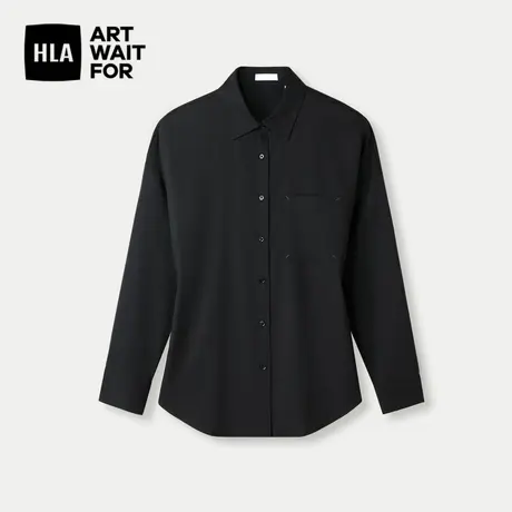HLA/海澜之家含桑蚕丝长袖时尚衬衫2024春夏新款通勤翻领衬衣女装商品大图