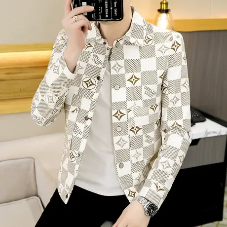 秋季2022新款外套男士潮牌帅气翻领工装上衣ins韩版男款休闲夹克商品大图