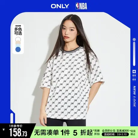 ONLY冬季NBA联名款潮酷满印圆领宽松T恤女|123101128商品大图