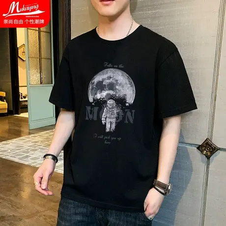 nasa宇航员潮牌小众设计感正肩t恤男短袖夏季情侣中性打底半袖衫图片