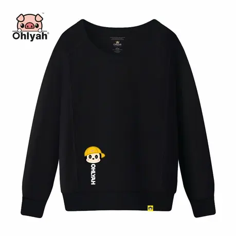 Ohlyah初秋上衣女新款韩版情侣卫衣长袖圆领宽松纯棉工作班服定制商品大图