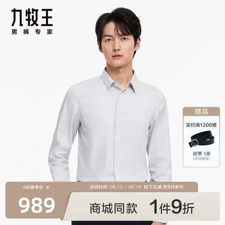 [含桑蚕丝]九牧王男装JC1C43710商场同款正装条纹时尚长袖衬衫SN图片