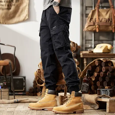 Modi Nick/摩帝尼克男士宽松潮牌潮流束脚工装裤时尚百搭纯棉裤子商品大图