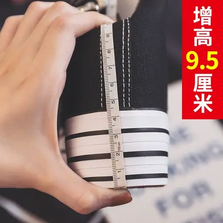 内增高9厘米帆布鞋女鞋2023春夏季新款侧拉链韩版百搭厚底松糕鞋商品大图