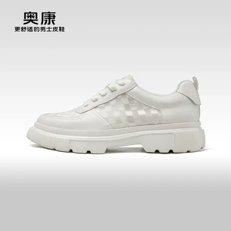 奥康男鞋春秋季新款低帮休闲皮鞋男轻质透气舒适鞋百搭潮流图片